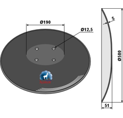 Disque lisse ∅580x5 pour déchaumeur PÖTTINGER 9771.03.026.0 adaptable 