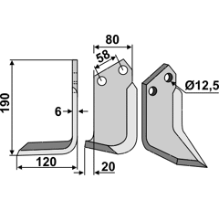 Fräsmesser Links 190 x 80 Sauerburger Nachbau