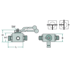 Vanne à 3 voies 12 L - M18 x 1,5 mm adaptable