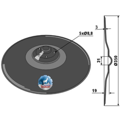 Disque lisse Ø350x3 mm pour semoir KUHN K3112480 adaptable - Blacksteel©