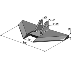 Soc à ailette sous-soleuse pour cultivateur GREGOIRE BESSON 107802500 adaptable