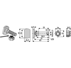 Schraube M16x1.5 x 43 für Mulcher HUMUS Nachbau  