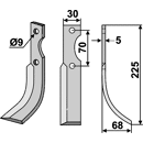 Fräsmesser Rechts 225 x 30 Honda Nachbau
