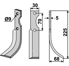 Fräsmesser Rechts 225 x 30 Honda Nachbau
