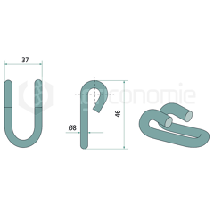 Grillete 46 x 37 mm para trituradora BOMFORD adaptable