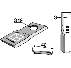 Rotorklinge 100x48mm - Pöttinger (Ref: 434983) - Mehrere Marken