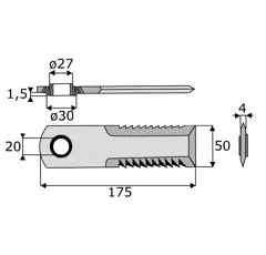 Couteau cranté pour moissonneuse-batteuse CLAAS 7558750 adaptable