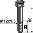 Schraube M12x1,5 x 80 für Mulcher IRUS Nachbau  