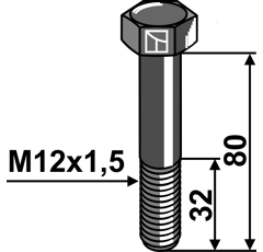 Boulon M12x1,5 x 80 pour broyeur IRUS adaptable - Blacksteel©