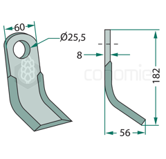 Couteau-Y pour broyeur 182x60mm SEPPI adaptable 