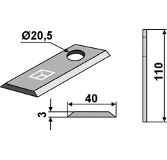 Couteau pour faucheuse TAARUP|KVERNELAND 58372000 adaptable- BlackSteel©