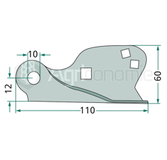 Bride de patin droite pour semoir AMAZONE 3990300 adaptable