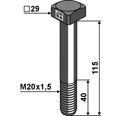 Boulon M20x1,5 x 115 pour broyeur BERTI adaptable - Blacksteel©