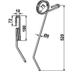 Striegelzinken 520 mm KUHN FLE3042 - GW349 - Nachbau
