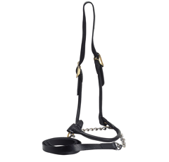 Licol de présentation cuir avec chaîne pour bovin 1,4 m