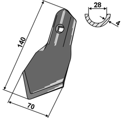 Soc large 140 x 70 mm pour cultivateur adaptable