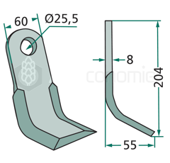 Schlegelmesser 204 mm für Mulcher AGRICOM - Nachbau