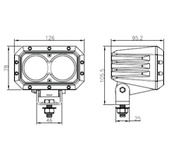 Phare de travail Rectangulaire 2 LED 10-60V 42W 6000 lumens