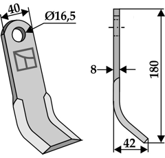 Couteau Y pour broyeur NOBILI 17496 adaptable - Blacksteel©