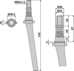 Dent herse  Feraboli 330mm 7343290 adaptable - BlackSteel©