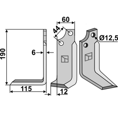 Lame gauche pour Fraise/Rotavator MASCHIO/GASPARDO 19100416 adaptable 