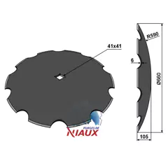 Disque crénelé ∅660x6 pour cover crop GREGOIRE BESSON 851000998 adaptable