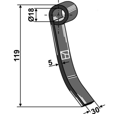 Fléau pour broyeur 119 x 30 mm KVERNELAND MA6040077 adaptable  - BlackSteel©