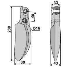 Messer 280 x 80 x 32 mm DUTZI 10127 - Nachbau
