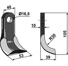 Couteau Y pour broyeur PEGORARO 9116 adaptable - Blacksteel©