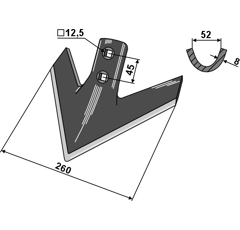 Soc triangulaire 260 mm pour cultivateur adaptable