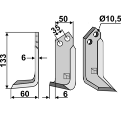 Lame gauche pour Fraise/Rotavator BREVIGLIERI 8300043 adaptable - Blacksteel©