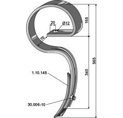 Dent pour cultivateur KVERNELAND 39481 adaptable 