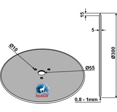 Coutre circulaire lisse Ø 300 x 5 mm pour charrue adaptable 