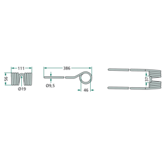 Schwaderzinken für Heuwender KUHN 57601100 GW169 - Nachbau