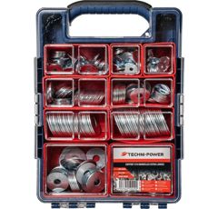 Coffret de 570 rondelles extra larges zingué - 4 à 16 mm | TECHNI-POWER