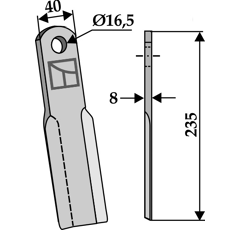 Couteau droit pour broyeur NOBILI 20003 adaptable - Blacksteel©