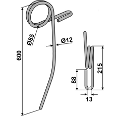 Griffe Ø12 x 600 mm pour semoir MARSK-STIG adaptable - Blacksteel©