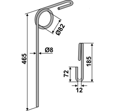 Griffe Ø8mm pour semoir KONGSKILDE 7000027706 adaptable