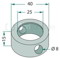 Anillo de retención Ø 40 x 25 x 15 mm para trituradora MULAG adaptable