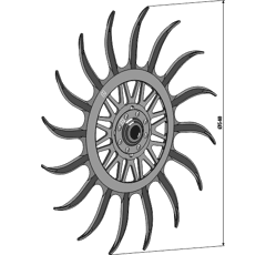 Roue étoile pour houe rotative Ø 540 mm complet avec bague adaptable - BlackSteel©