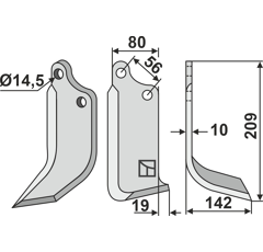 Lame droite pour Fraise/Rotavator MASCHIO/GASPARDO 13100418 adaptable - Blacksteel©
