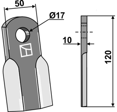 Couteau droit pour broyeur 120x50mm AGRICOM 702612 adaptable - Blacksteel©