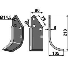 Fräsmesser rechts 218 x 105 x 8 mm BREVIGLIERI 0066046D - Nachbau