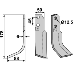 Fräsmesser links 178 x 88 x 6 mm CARRARO 6809006 - Nachbau