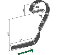 Dent gauche pour vibroculteur KOCKERLING 904344 adaptable - BlackSteel©