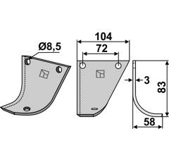 Fräsmesser 83x104mm, rechts - 90-00978/8 | Hako - Nachbau