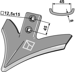 Gebogene Flügelschar 315 mm –  Nachbau