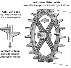Disco dcho. Ø 550 mm para rodillo desterronador adaptable