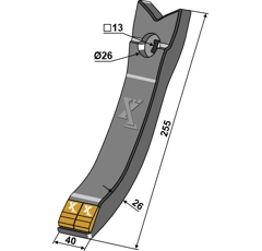 Punta de carburo de 255 mm para cultivador FARMET 4007998 adaptable