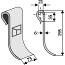 Fléau large 195 mm pour broyeur UGELØSE 43122 adaptable